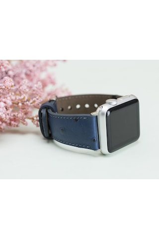 Bloominband Prussian Blue Deri Apple Watch Uyumlu Kordonu-44/45/46/49mm