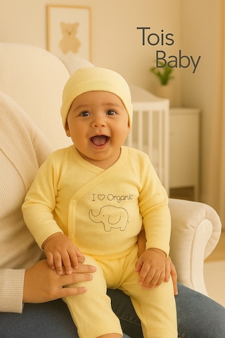 3 Lü Avantajlı Set Hediyelik Organik Hastane Çıkışı Bebek Takımı 0-3 Ay Beyaz, Mavi, Sarı