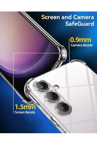 Galaxy S23 Fe Şeffaf Silikon Kılıf Antishock Köşeli Kamera Koruma