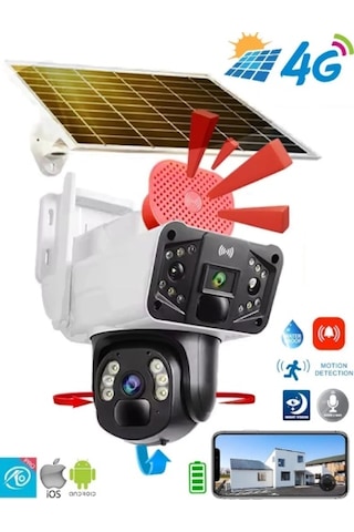 O-kam Pro-3915 4g 6mp Dual Lens Güneş Panelli Solar Sirenli Kamer O-kam Pro-3915 4g 6mp Dual Lens Güneş Panelli Solar Sirenli Kamer