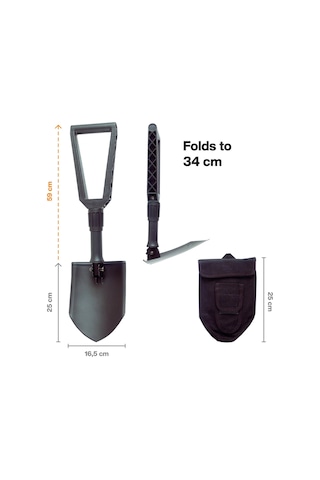 Fiskars Katlanır Kürek, Kampçılar Ve Dağcılar İçin, Kürek Ve Çapa Olarak Da Kullanılabilir, Kanvas Çantalı, Uzunluk Açık Halde : 59 Cm, Sertleştirilmiş Bor Çeliği, Siyah, 1000621