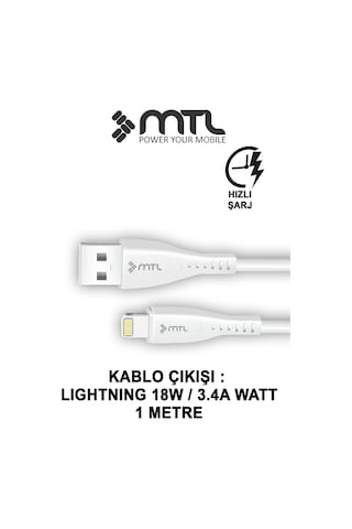 18w Qc 3.0 Destekli Hızlı Usb Adaptör + Lightning Apple Uyumlu iPhone Usb Kablo Hızlı Şarj Seti Mt1313