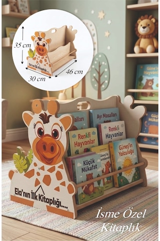 İsme Özel İlk Kitaplığım Çift Taraflı Montessori Kitaplık Çok Renkli