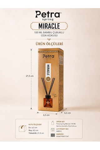 Miracle 100 Ml Bambu Çubuklu Oda Kokusu Ortam Kokusu Premium Reed Diffuser Ev, Ofis, Salon / Banyo Kokusu Hilton Kokusu