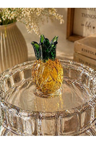 2'li Borosilikat Cam Optik Kapaklı Meyve Serisi Kavanoz Seti 200 Ml Ananas Şeffaf