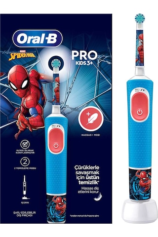 Oral-B Çocuk Şarjlı/Elektrikli Diş Fırçası Spiderman D100