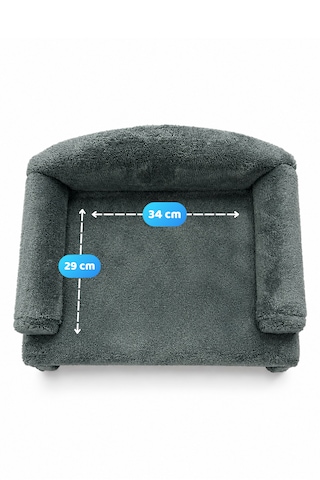 Reyo Pet Peluş Kedi Koltuğu, Kedi Kanepesi, Kedi Yatağı, Evcil Hayvan Dinlenme Koltuğu, Rahat Kedi Sofa Yatağı, 45x33x25 Cm Adaçayı Gri