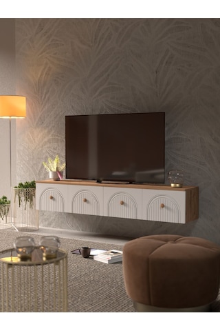 Bohem Şık 180 Cm 4 Kapaklı Mdf Kapak Duvar Tv Ünitesi ceviz