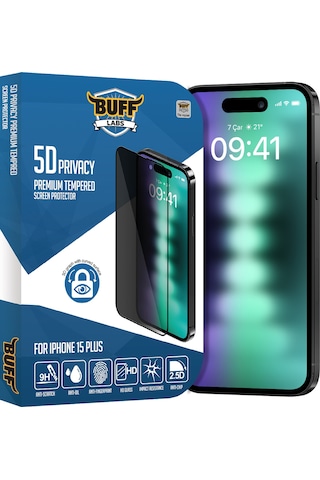 Buff Apple iPhone 15 Plus Uyumlu 5d Privacy Ekran Koruyucu