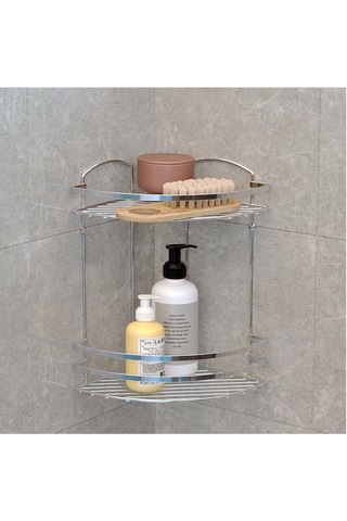 Tekno Tel Lm-008 2 Katlı Köşelik Banyo Rafı Şampuanlık Krom