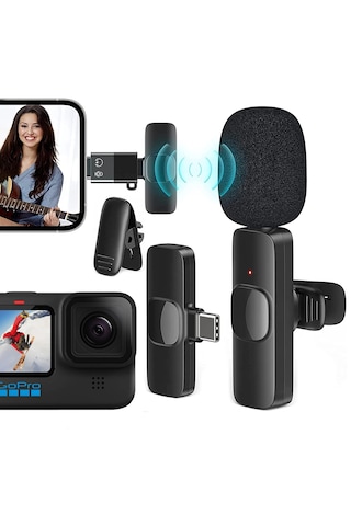Magicvoice K8 Kablosuz Type-c Vlogger Yaka Mikrofonu Android-gopro-osmo Action-ıphone-Apple iPad Uyumlu