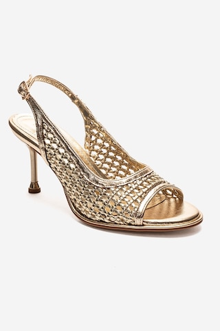 Luvishoes Bonıto Altın Örgü Kadın İnce Topuklu Ayakkabı