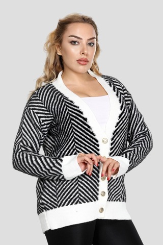 Newco Kadın Düğme Detaylı Günlük Ve Ofis Şıklığı Yumoş Oversize Trıko Süveter Hırka - Siyah Siyah