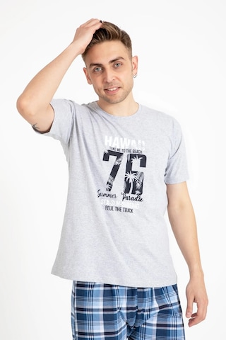 Tampap 2170-k Kısa Kollu Baskılı Erkek Pijama Takımı Gri