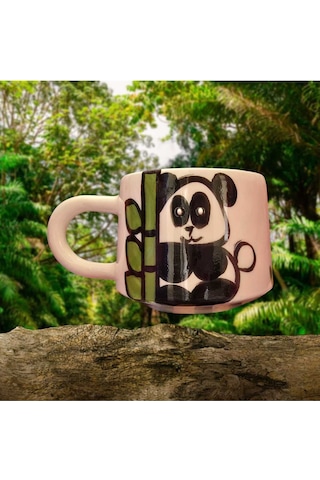 2'li El Yapımı Panda İşlemeli Kupa Diğer