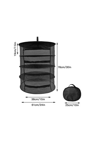 Wezone "4 Katmanlı Fermuarlı Kurutma Filesi - Otlar, Çiçekler Ve Bakliyatlar İçin Pratik Çözüm" Siyah