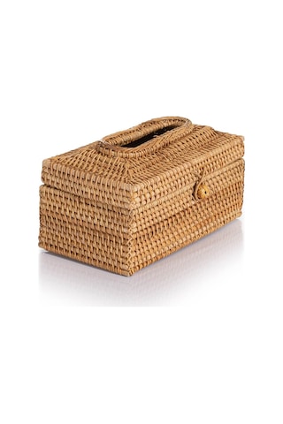 Meander Rattan El Yapımı Dikdörtgen Büyük Boy Peçetelik 23x12x11c Naturel