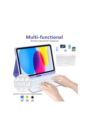 Samsung Galaxy Uyumlu Tab S11 11inç 2025 Kılıf Kablosuz Klavyeli Case Mobax Türkçe X736 X730 Kılıf