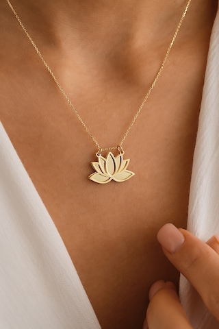 Sefa Gold 14 Ayar Altın Kapaklı Lotus Çiçeği Kolye