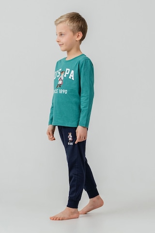 U.S. Polo Assn. Erkek Çocuk Pijama Takımı Baskılı Yeşil Uzun Kol Pijama Takımı Us2639-c-v1 Us2639-c-v1