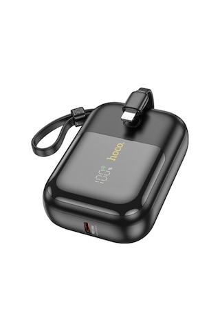 Hoco Q20 Fountain 10000mah 22.5w+pd20w Dijital Göstergeli Kablolu Powerbank Siyah Siyah