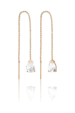 Azuris Silver Azuris 925k Gümüş Sıralı Top Zincir Damla Taşlı Küpe Rose Gold