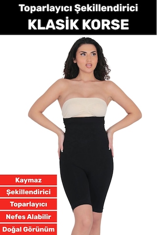 Özel Üretim İz İç Göstermez Kaymaz Toparlayıcı Klasik Korse Siyah