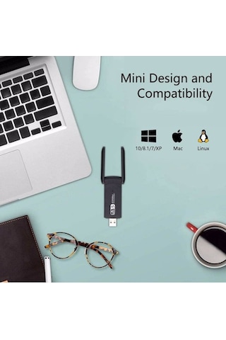 Vothoon Dual Band USB 3.0 Adaptör Kablosuz Wi-Fi Alıcı Ac1200 Mbp