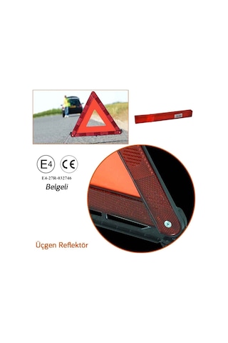 Üçgen Reflektör E4 Belgeli Metal Ayaklı Tuv Yönetmeliğne Uygun