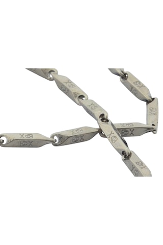 Unisex Çelik Kolye 55cm Desenli Küp Üçgen Zincir Model2 Gümüş