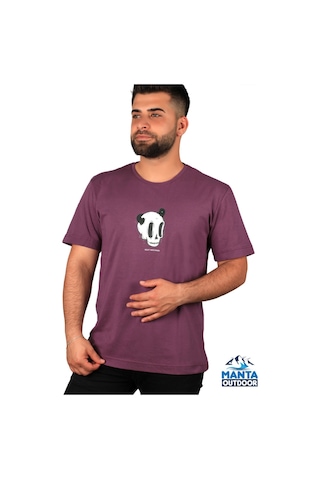 Manta MNT 2307-1 Kuru Kafa Baskılı Erkek T-Shirt Bordo