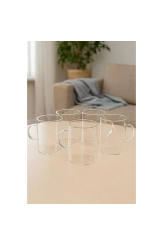 6'lı Çay Kupa Seti, Borosilikat Cam Kupa, 200 Ml Şeffaf