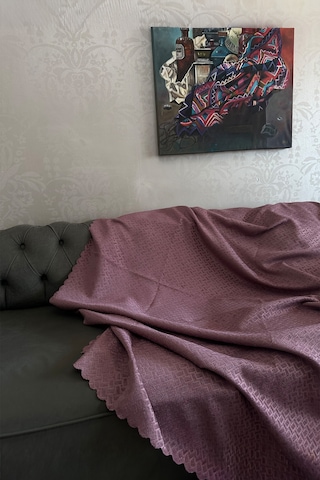 Sofline Kadife Şönil Koltuk Örtüsü, Kaymaz Kanepe Örtüsü, Koltuk Şalı 180 X 220cm Lila