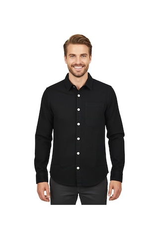 Erkek Spor Silim Fit Kanvas Tek Cepli Gömlek Bgl-st04955 Siyah