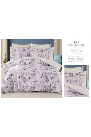 Capital Home Çift Kişilik Nevresim Takımı %100 Pamuk Saten 6'lı Set Krem Çiçekli
