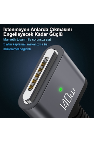Bix BXM3C 140 W Type-C To Magsafe 3 Apple Uyumlu MacBook Şarj Kablosu