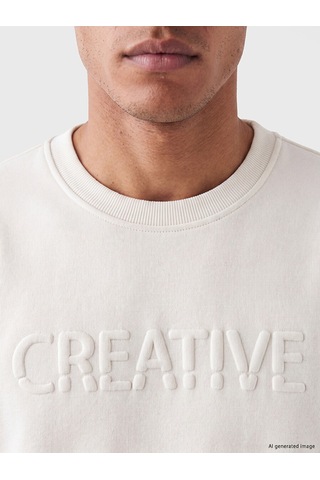Lcw Vision Gri Bisiklet Yaka Baskılı Erkek Kalın Sweatshirt