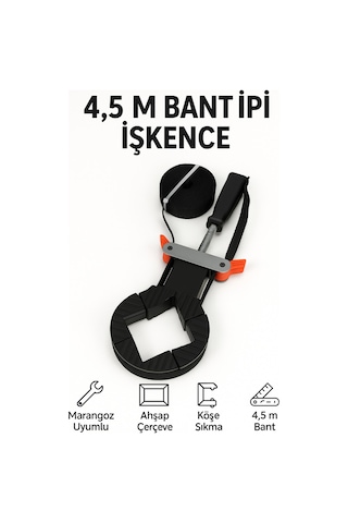 Merttools Bailey Bant Tipi İşkence 4.5 Metre Köşe, Çerçeve Ve Marangoz Sıkma Aparatı Gergi Kayışlı İşkence Yeni