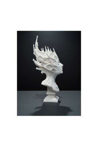 Gotik Kraliçe Büstü - 3d Baskı Fantastik Elf Taçlı Heykel