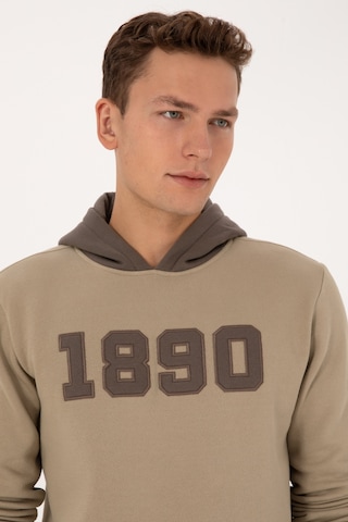 U.S. Polo Assn. Erkek Regular Fit Kapüşonlu Şardonlu Açık Haki Sweatshirt 50316359-VR183
