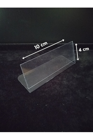 10 Adet Pvc Şeffaf Etiketlik 10x4 Cm Ayaklı Kart Tutucu İsimlik