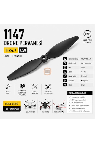 1147 Drone Pervanesi Cw Siyah 1 Çift