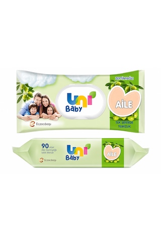 Uni Baby Aile Zeytinyağlı Islak Mendil 90'lı 3'lü Set