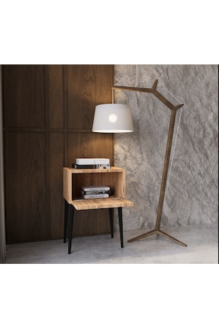Enwood Canopus Mdf Safir Meşe Ahşap Ayaklı Tek Kapaklı Komodin