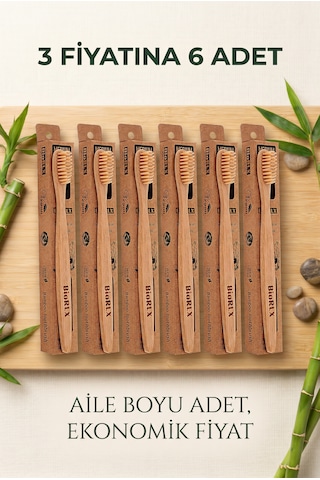 Bambu Diş Fırçası Medium 6 Adet Çevre Dostu Bpa Free