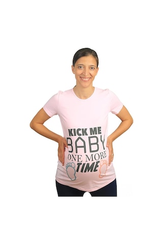 Mummy's Baby Hamile Tişört Kick Me Baby Pembe 8287