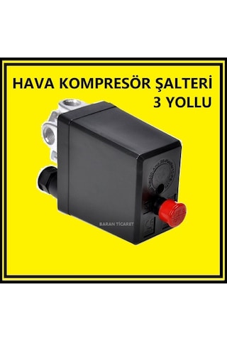 Kompresör Şalter Otomatiği 3 Yollu 220 Vac Ayarlı Basınç Şalteri N11.137