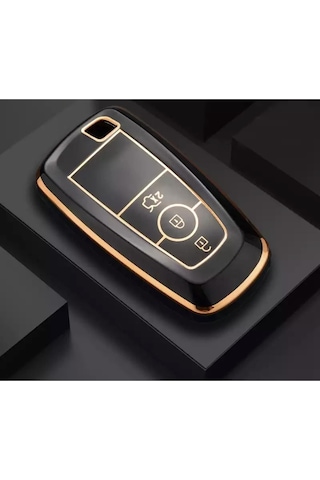 Gma Keys Lüx Ford Kuga Mustang Fusion Ecosport F150 F250 Ranger Nano Anahtar Kılıfı Siyah Gold