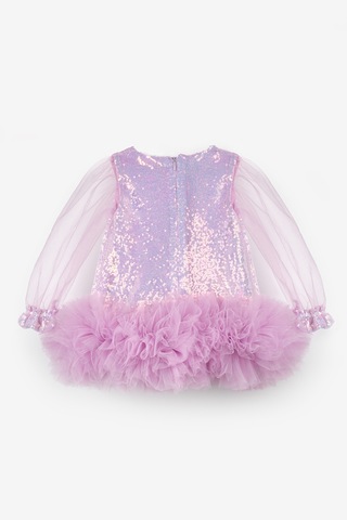Le Mabelle Lila Etek Ucu Fırfır Detaylı Kız Bebek Elbise - Violet Lila