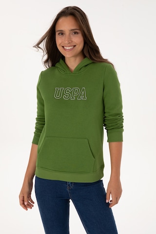 U.S. Polo Assn. Kadın Yeşil Şardonlu Kapüşonlu Basic Sweatshirt 50313566-VR054